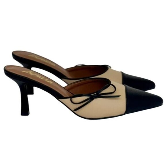 LILIANA / Mindi-1 / Beige & Black / Slingback / Pointed-Toe - Picture 2 of 10